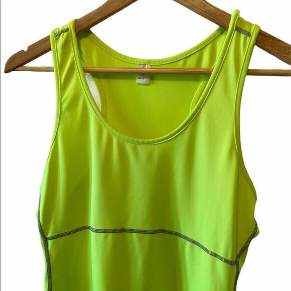 Neon Green Racer Back Stretch WorkOut Athletic Top - Picture 2 of 6